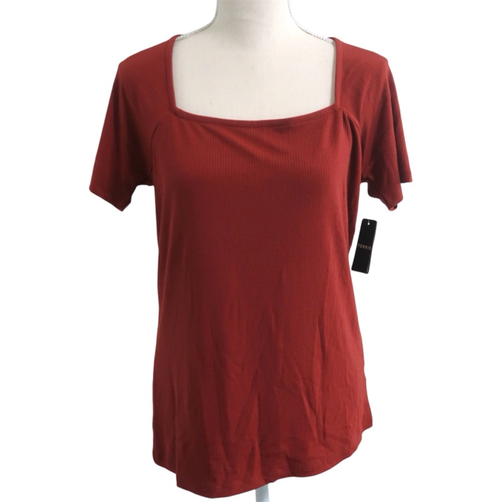 NWT Torrid Fitted Super Soft Rib Square Neck Top - Size: L (12) - Picture 2 of 8